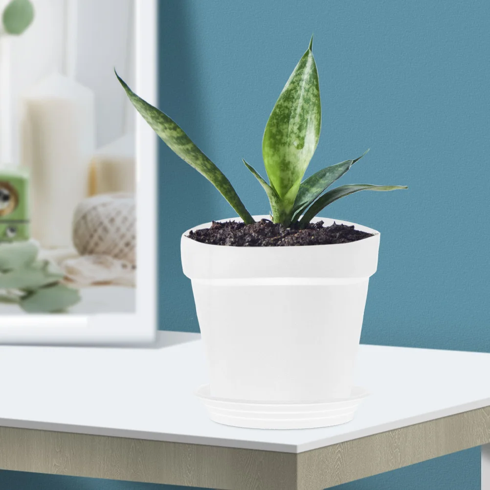 

2Sets Plastic Planter Durable Flower Pot for Indoor Outdoor Garden Nursery with Tray Plastic Planter Flower Pot