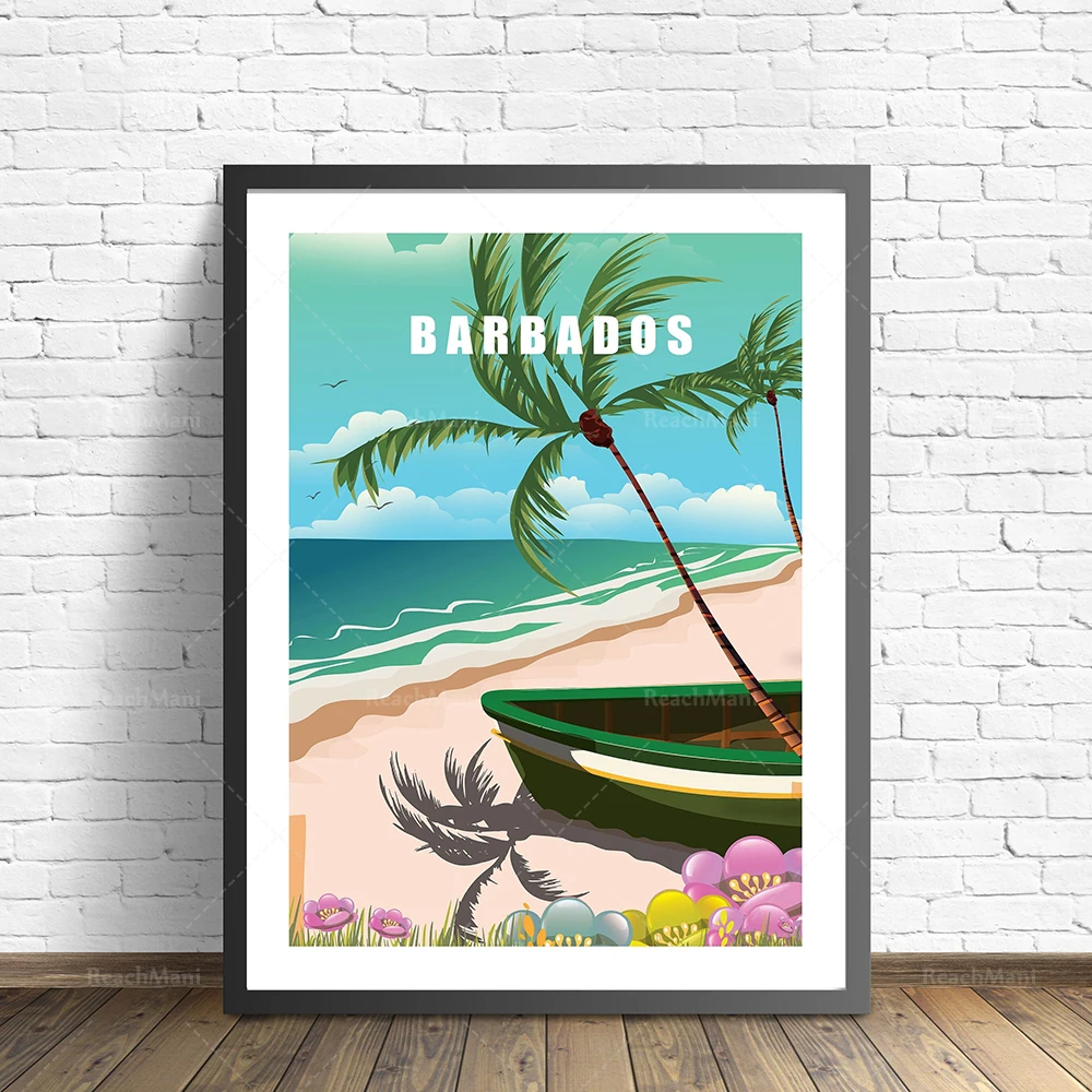 Saint Lucia, Aruba, Mexico, Grenada, Belize Barrier Reef, Costa Rica, Barbados, El Salvador, Caribbean Tropical Travel Poster