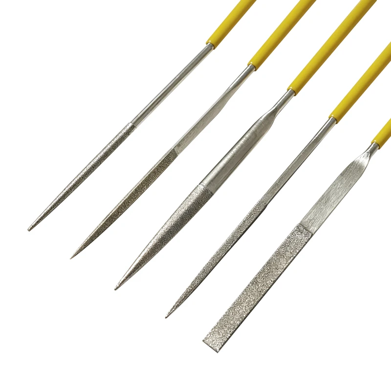 LODESTAR L614305 Diamond File Set 5Pcs Medium Grain 3×80mm Mini Diamond Needle Files For Metal Jewelry Polishing