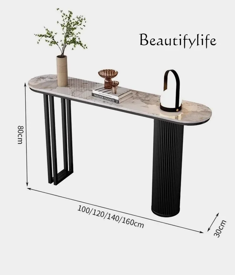 

Italian curved entrance table against the wall Simple modern living room entrance table Ultra-narrow and extremely narrow