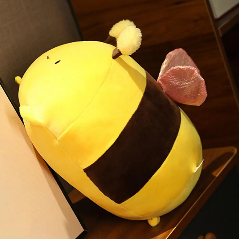 Non-deformable Stretch Fabric Pillow Soft Bee Plush Pillow Stuffed Toy for Girls Design Home Decor Nap Time Companion for Kids