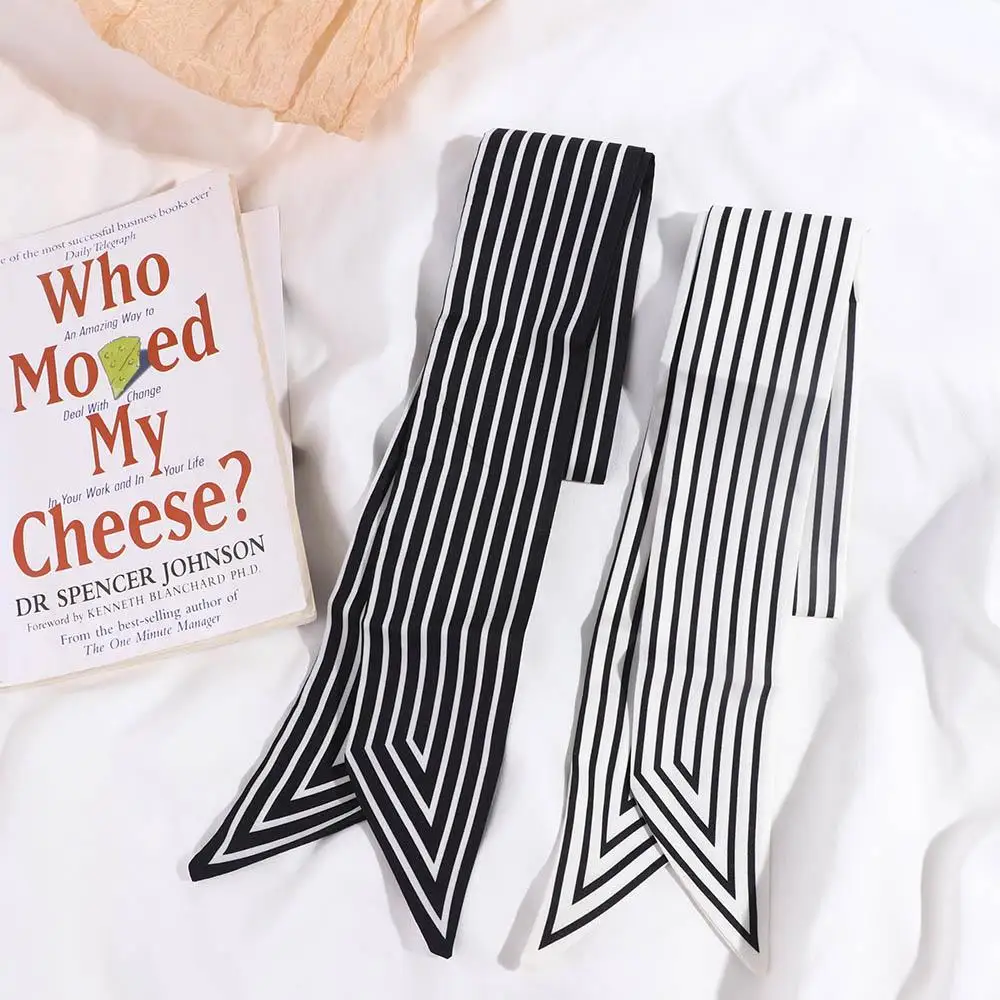 

Accessories Stripe Printing French Neckerchief Female Shawl Tie Silk Scarf Korean Style Scarves Small Long Scarf Printed Scarf