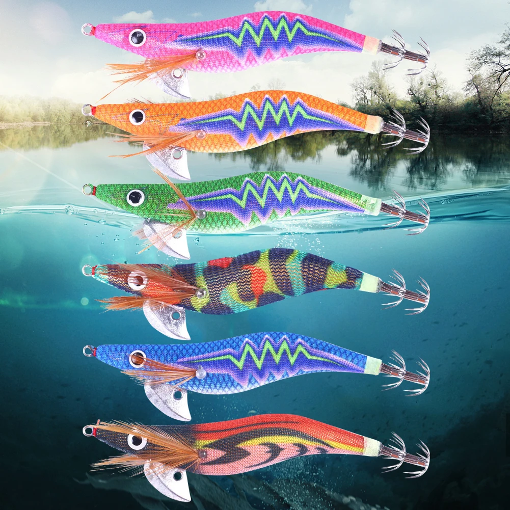 الصيد السحر الأخطبوط الحبار الصيد الطعم خطاف صيد على شكل سمكة خطاف صيد على شكل سمكة إغراء الحبار هوك الخشب الروبيان الحبار السحر للمياه العذبة المياه المالحة #1