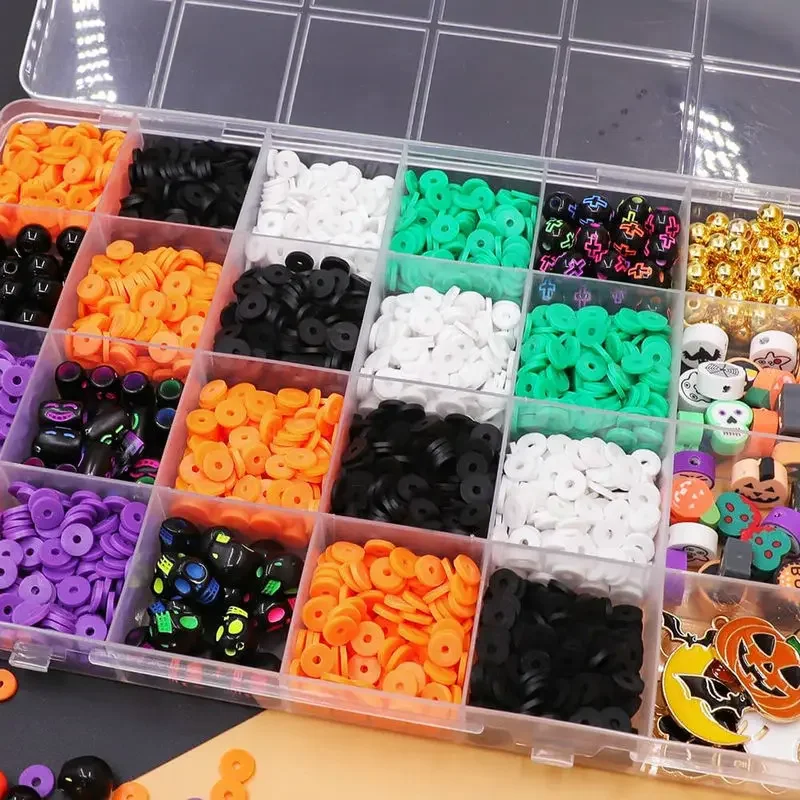 

Friendship Bracelet Making Kit with Charms and Gold Spacer Beads Halloween Clay Beads Kit for Jewelry Making DIY Halloween Gift