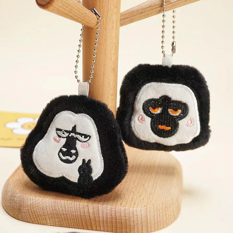 Cartoon White-faced Saki Plush Keychain Toy Chimpanzees Monkey Pendant Soft Stuffed Doll Keychain