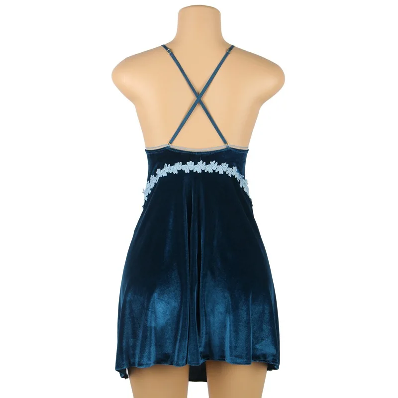 Plus Size/Big Size Luxury Velvet Lingerie Babydoll Chemise For Fat women sexy sleepwear  nighty for Ladies M-5XL