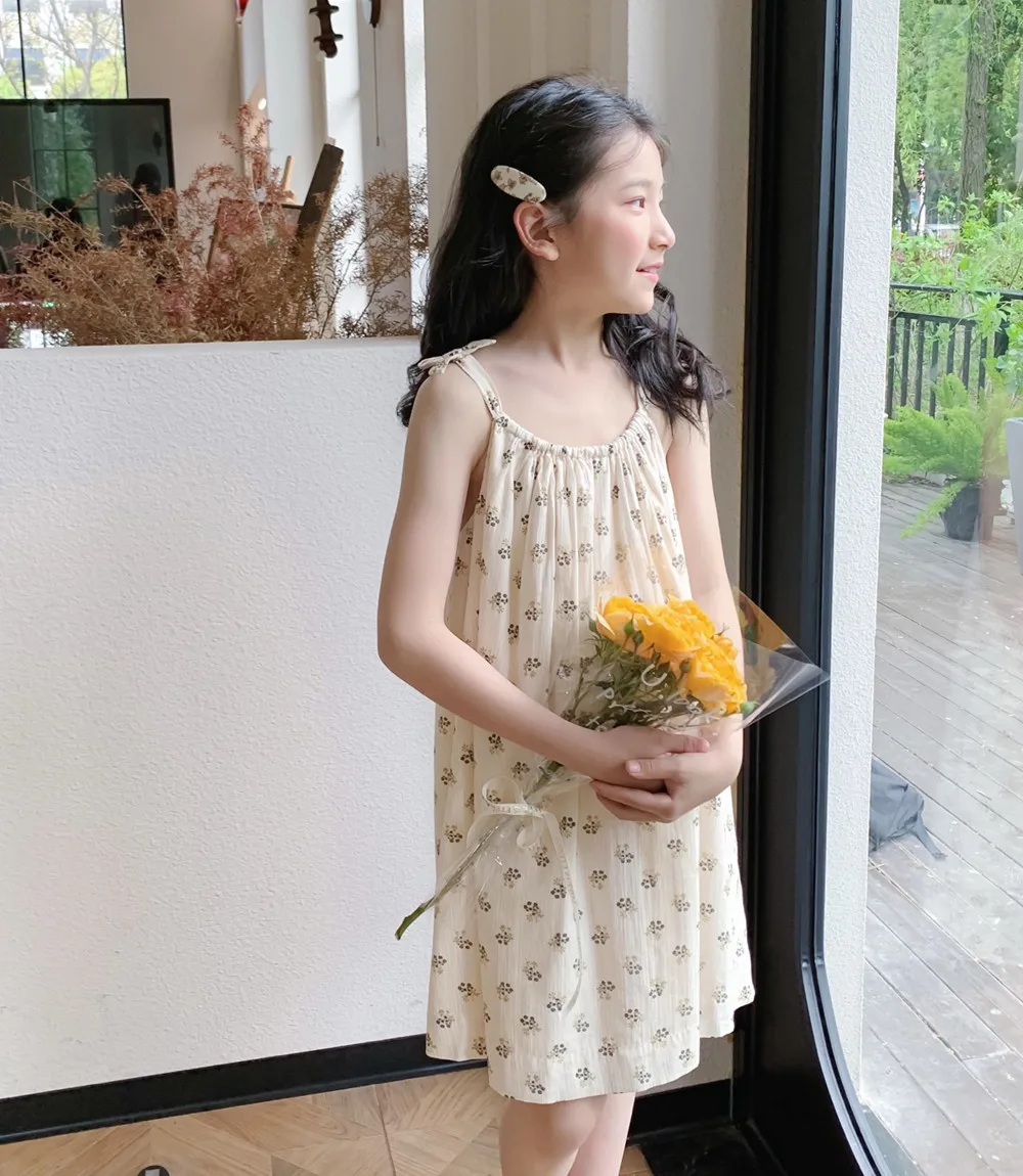 summer dress girl clothes Loose and comfortable camisole dress Floral pattern simple temperament vacation dress