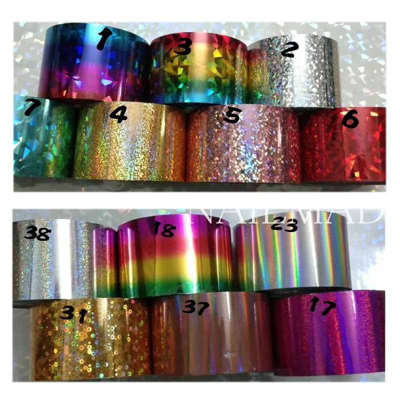 1 roll 120m*4cm Holographic Nail Foil Holographic Gold Laser Silver Nail Art transfer Decal Foil Sticker Decals Nail Decoration