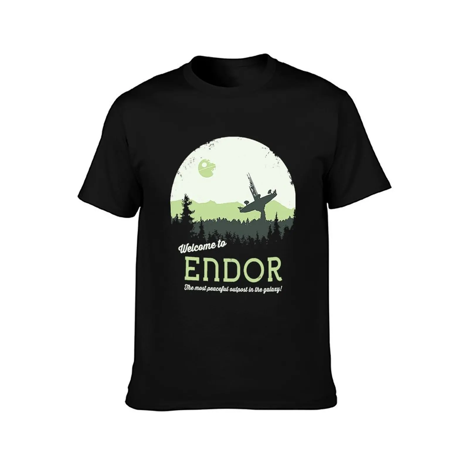Welcome To Endor T-Shirt, Summer Casual Cotton Tee, Oversized Streetwear Tops, Vintage Graphic Print, Loose Fit Short Sleeve