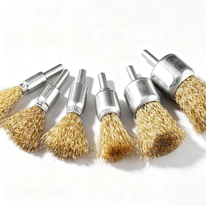 1 PCS Handle-Mounted Wire Grinding Head 6mm Shank Diameter Electric Wire Wheel Grinding Head Suitable for Rust Removal/Polishing