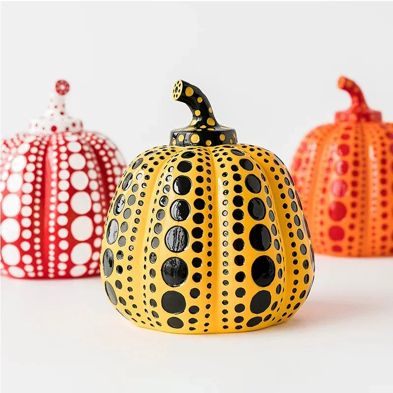 

New Small Japanese Wave Point Pumpkin Home Furnishings Decorative Crafts Decoration Porch Modern Simple Nordic Living Room Wine