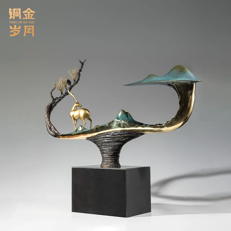 ذروة السنوات البرونزية والذهبية، زخرفة الغزلان النحاسية تأثيث المنزل، غرفة المعيشة مدخل مكتب الديكور افتتاح الشركة #5