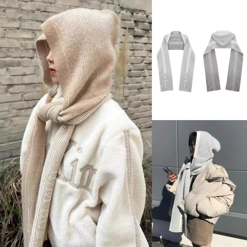 HOT Fashion Brand Knitted Hooded Scarf Men and Women Winter Warm Windproof Scarf Shawl Matinkim Wool Scarf Factory Drop Shipping