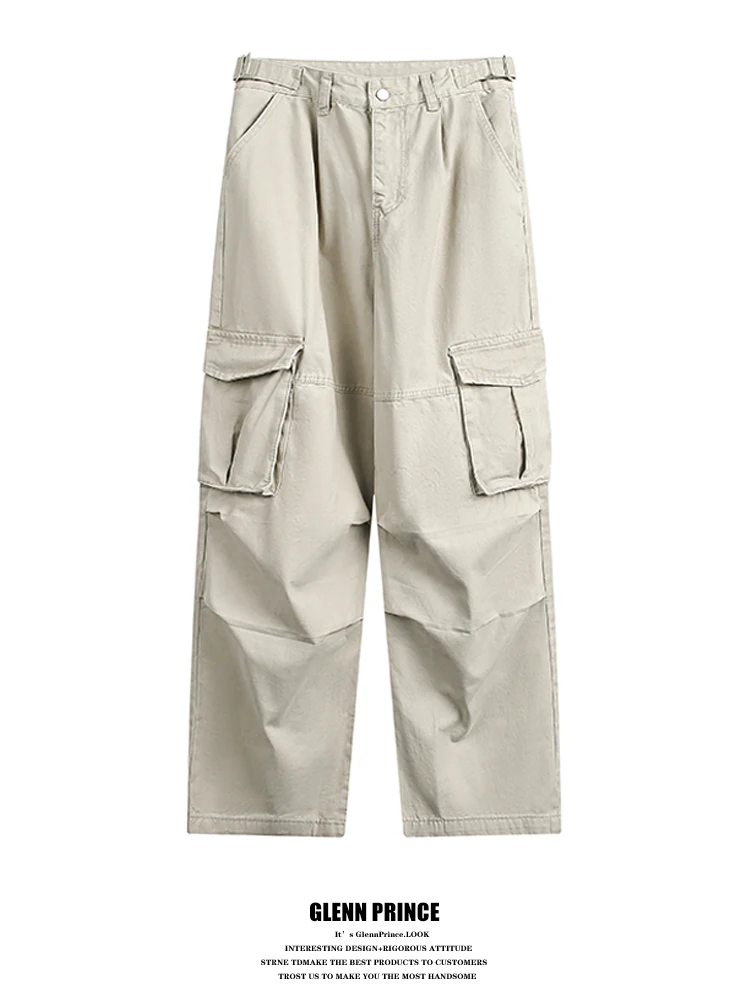 

GPstudio American Retro Color Multi-ket Straight Leg Work Trousers Men's High Street Couple Wide Leg Casual Pants