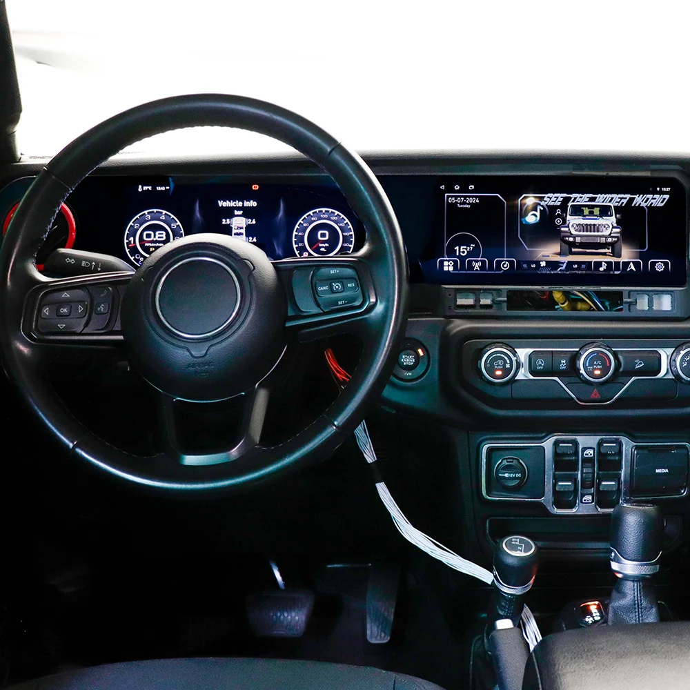 

27-дюймовый HD сенсорный экран для Jeep Wrangler JL 2018-2021, автомобильная магнитола на Android 13, мультимедийный плеер с CarPlay, GPS-навигация, головное устройство