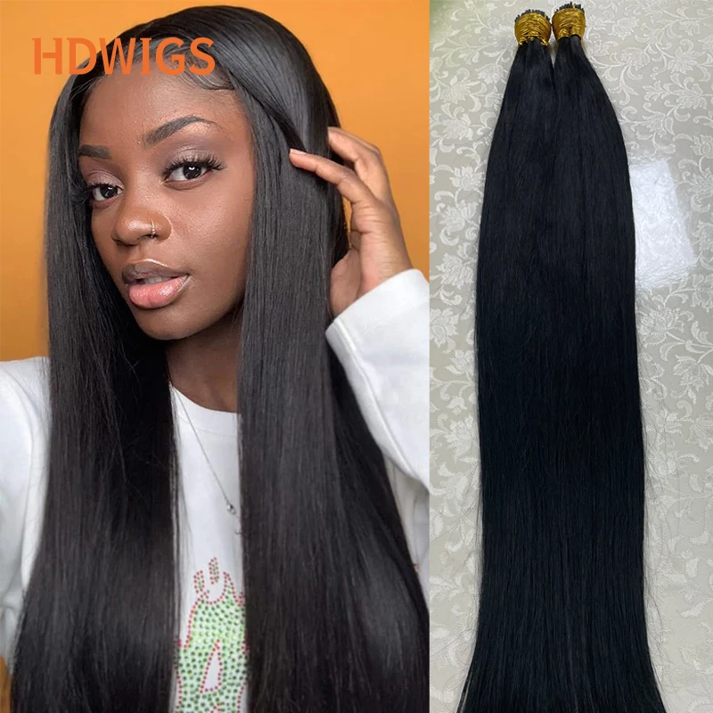 Straight Human Fusion Hair 50pcs ITIP Hair Extensions Human Hair European Remy Hair Extensions Natural Keratin Capsule Blonde