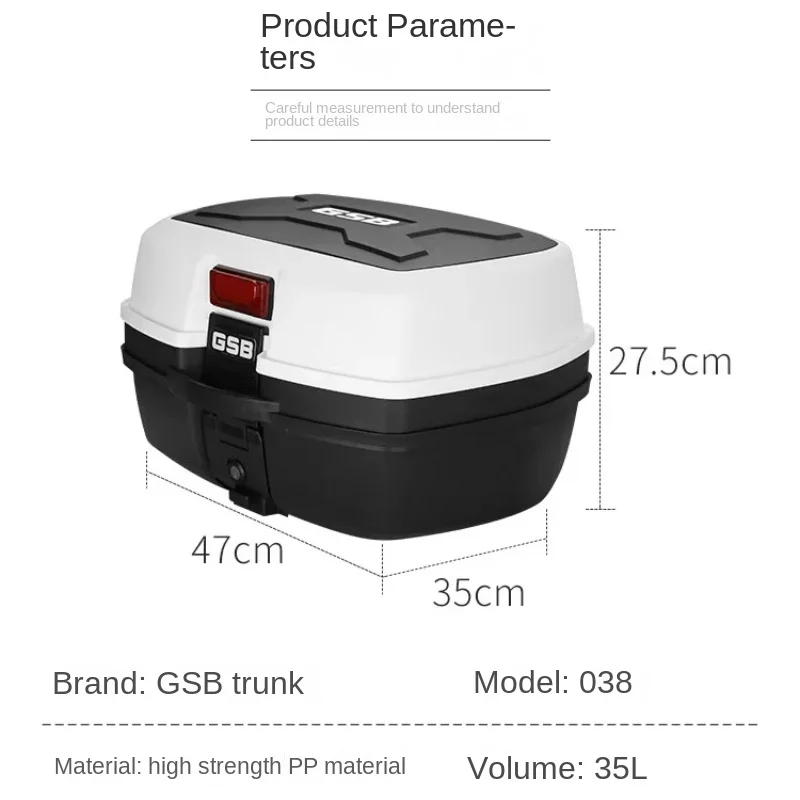 GSB Motorcycle Trunk Universal Boot Large Thickened Electric Battery Car Storage Box Scooter Car Toolbox Waterproof