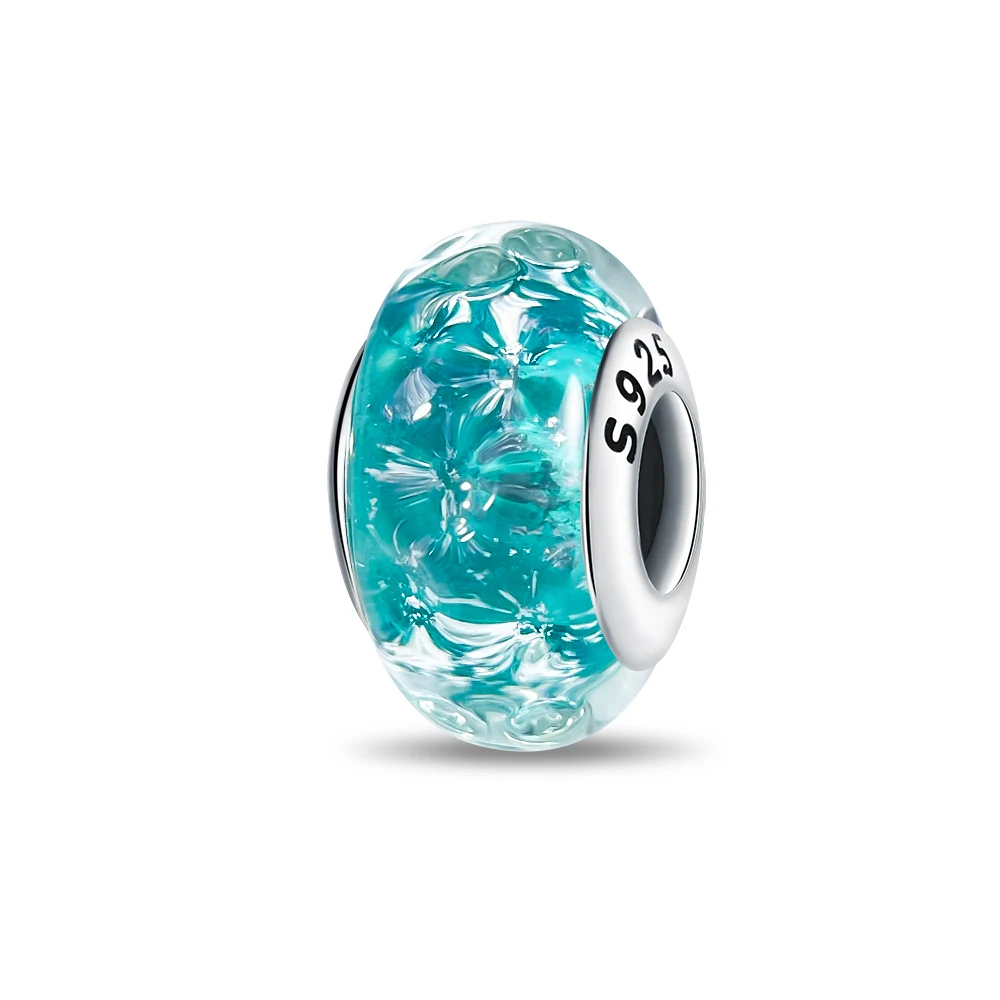 

Подвеска-шарм из стерлингового серебра 925 пробы, мечтательные зеленые стеклянные бусины, подходят для оригинального браслета для изготовления ювелирных изделий, подарок на день Святого Валентина