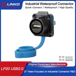 CNLINKO M20 IP68 USB 2.0/3.0 Waterproof Female Socket – Panel Mount, 5Gbps Fast Charge/Sync for Industry & Outdoor Devices