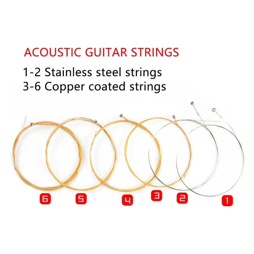 Corde acoustique universelle en laiton, 6 pièces/ensemble, noyau hexagonal en acier, classique, multi-documents