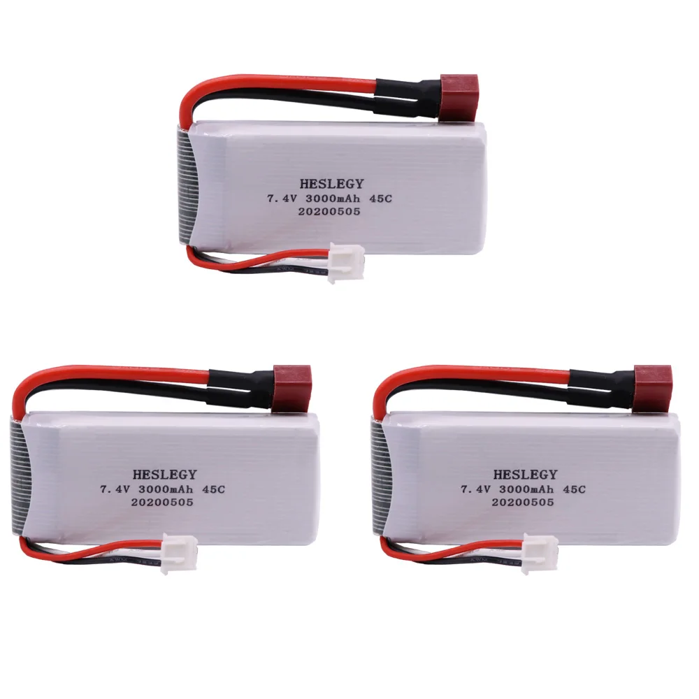 2S 7.4V 3000mAh RC Lipo Battery For Wltoys 12428 12423 Remote Control toys Cars upgrade 7.4V parts Battery T Plug 1/2/3/5/10PCS