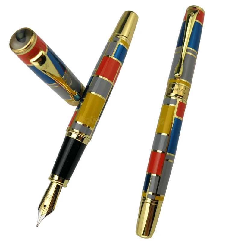 Hero 767 High Grade Fountain Pen With Golden Trim Colored Ink Pen Iridium Medium Nib For Business Gift Pen HF001