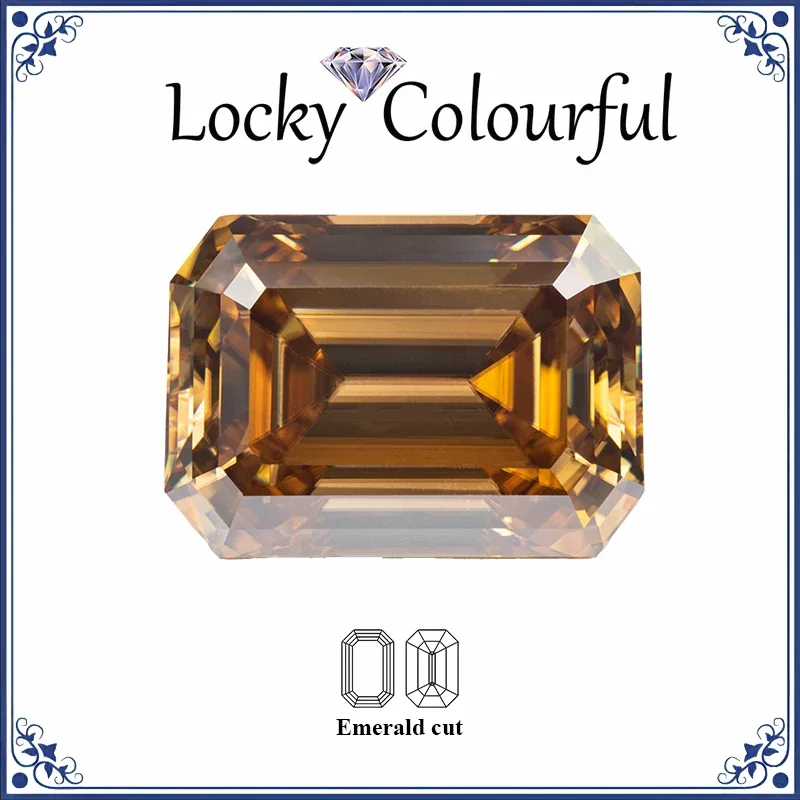 

Moissanite Emerald Cut VVS1 Natural Coffee Color with GRA Certificate for DIY Beads Charms Jewelry Making Necklace Materials