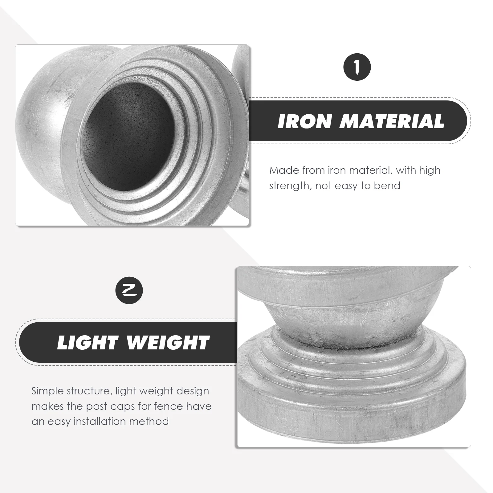 

4pcs Ball Post Caps Iron Fence Post Covers Outdoor Decorative Fence Accessories For Deck Porch Railing Column Wraps Guardrail