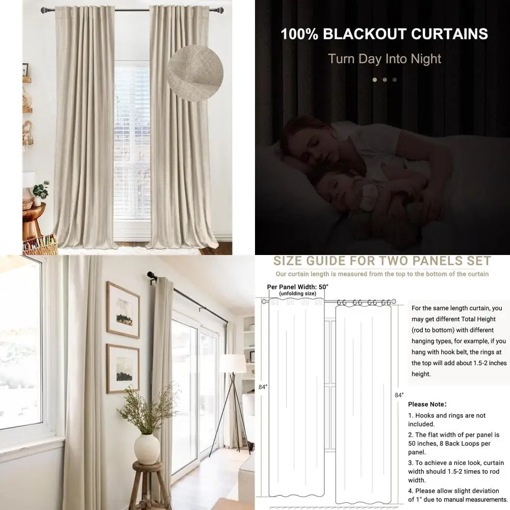 

Овсяные плотные шторы 50 x 102 л, льняные термоизолированные плотные шторы, комплект из 2 панелей для спальни и гостиной