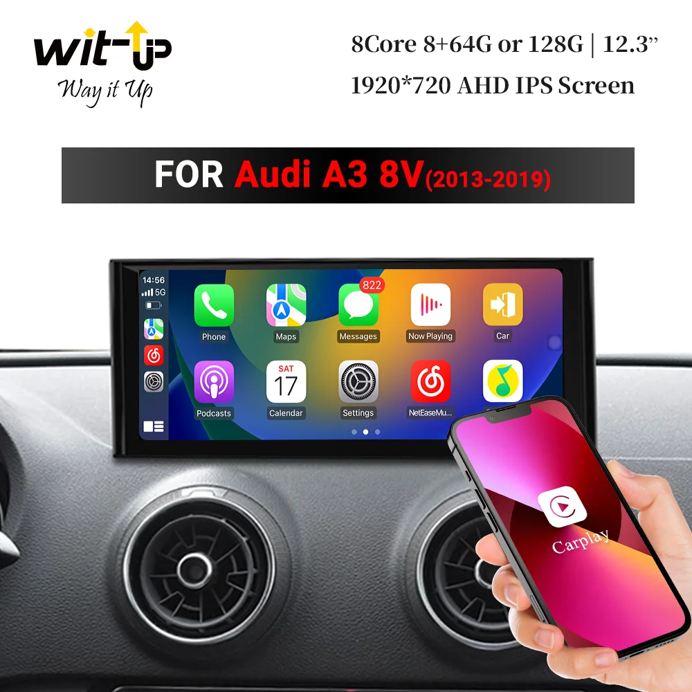 Wit-Up for Audi A3 8V 2011-2021 Apple CarPlay 12.3