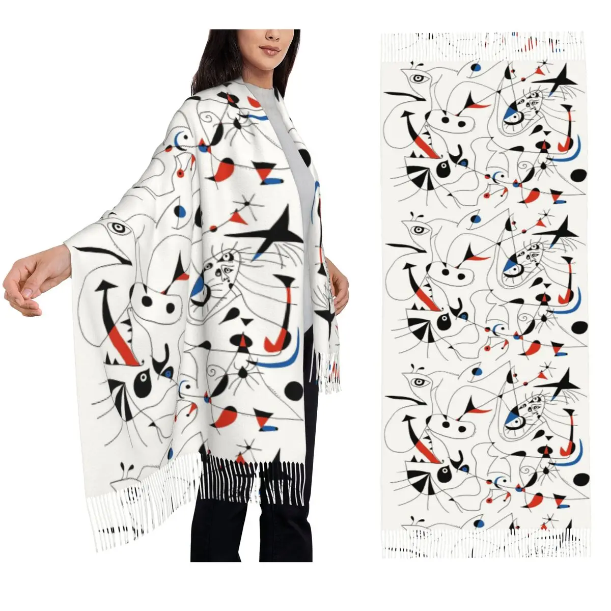 

Жанна Миро # 5, шарф с кисточками, женские мягкие теплые шали и накидки, большая осенне-зимняя шаль