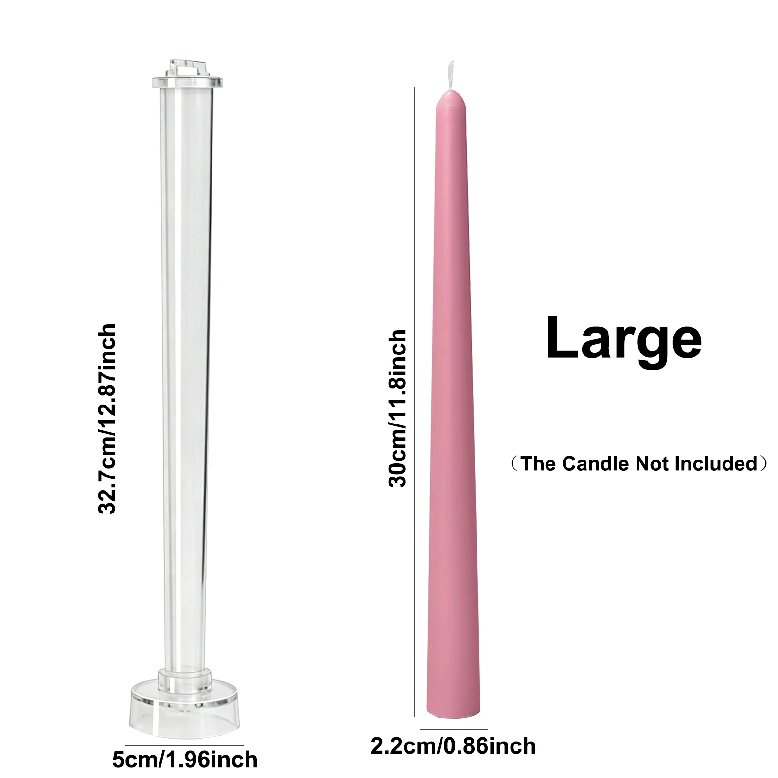 Multi Size Acrylic Taper Candle Mold with Base, Long Column Plastic Candle Mold Long Pillar Church Candle  Making Mold