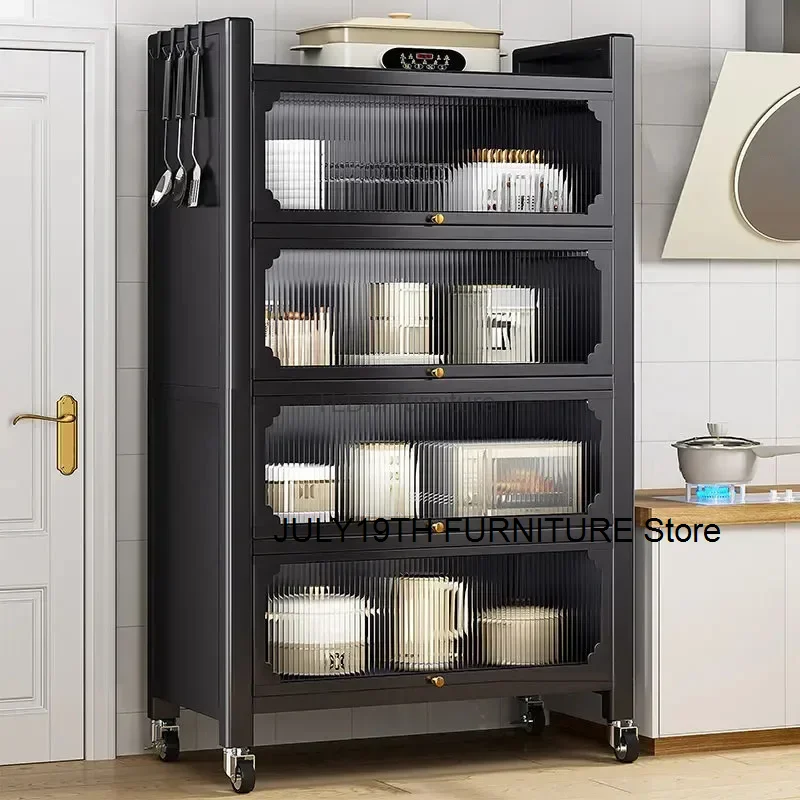 

Modern Metal Kitchen Cabinets Kitchen Furniture Multi-layer Storage Cabinet Floor Racks Multi-functional Tableware Cabinet U