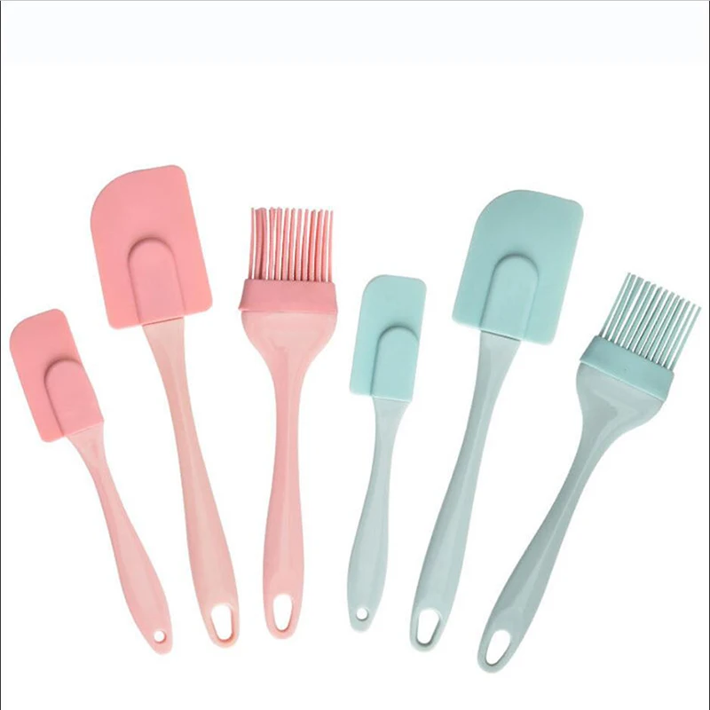 

3Pcs Cake Silicone Spatula Set Heat Resistant Rubber Mixer Non-Stick Double Sided Cream Scraper Oil Brush Kitchen Tools