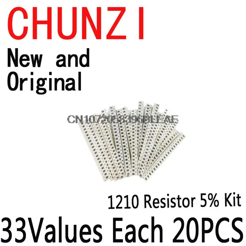 33 ValoresX 20PCS = 660PCS 1210 SMD Resistor Kit sortido 1ohm-1M ohm hjxrhgal 5% DIY Kit