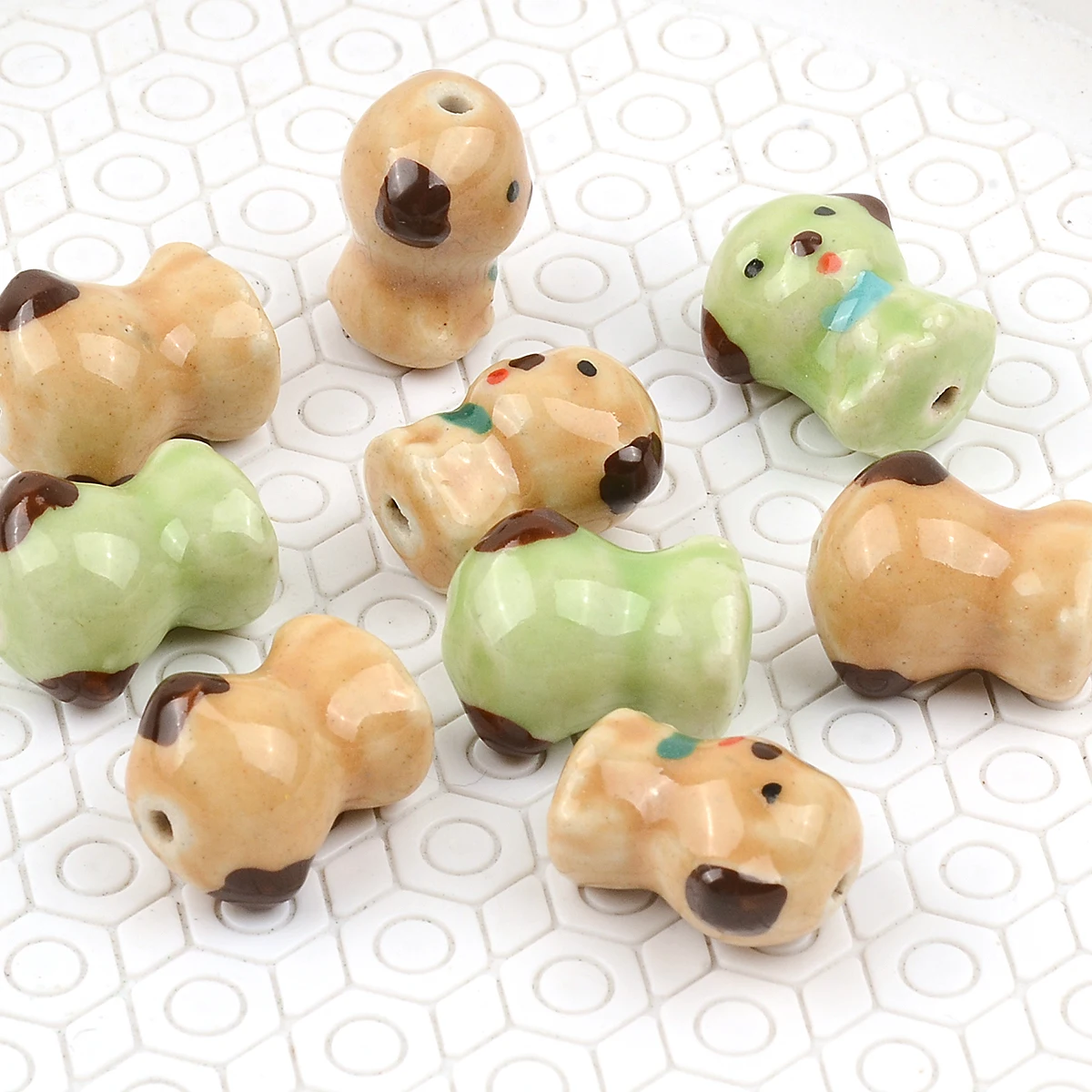 

5pcs/lot Cute Animal Ceramic Beads Colorful Hand Painted DIY Jewelry Making Necklace Bracelet Keychain Accessories 15x18mm