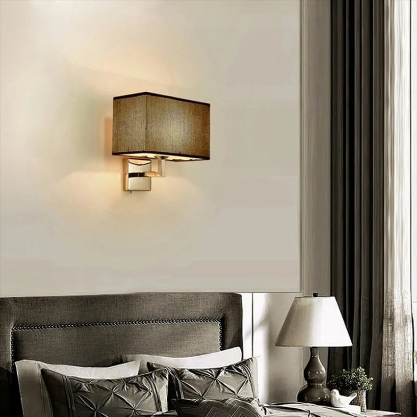 E27 LED Wall Light with Switch Bedside Fabric Reading Lamp Living Room Bedroom Hotel Study Room Corridor Balcony Decorative Lamp