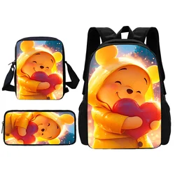 Cartoon Winnie the Pooh Child School Backpack With Shoulder Bag Pencil Bags School Bags for Boys Girls Best Gift