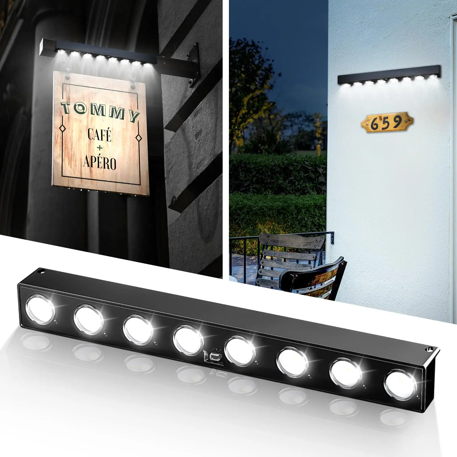 Outdoor Solar Wall Lights Waterproof LED Solar Fence Lights for Garden Outdoor Signs Porch Patio Decks Balcony Warm White Lamp