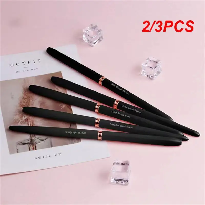 

2/3PCS Nail Art Brush Manicure Tools Lines Stripe Flower Painting Drawing Fine Liner Brush Black 3D Nails Accessories