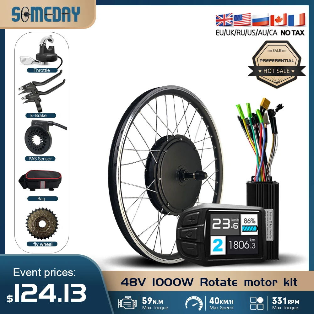 Electric Bicycle Conversion Kit 48V 1000W Rear Rotate Hub Motor Wheel 20/24/26/27.5/28/29Inch 700C for E-bike Motor Kit