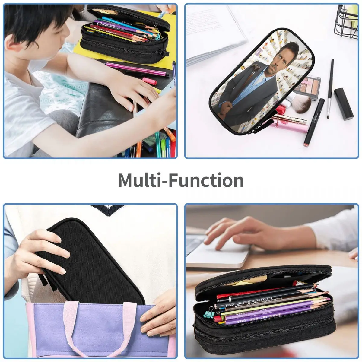 مقلمة عصرية H-House-MD مقلمة الحقيبة المدرسية مقلمة صبي فتاة سستة مطبوعة منظم قرطاسية #6