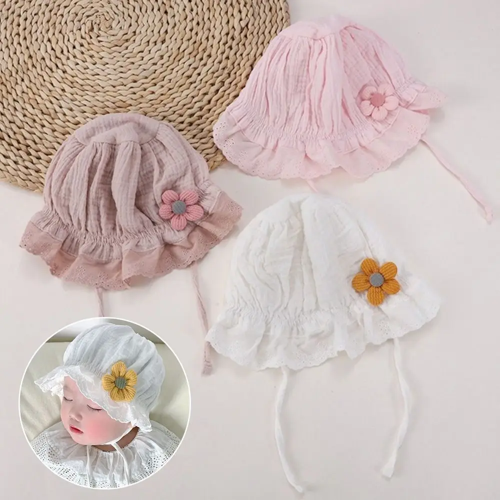 

Anti-UV Soft Lace Ruffle Hat Cotton Multiple Colors Bonnet Hat Breathable Sun Hat Summer