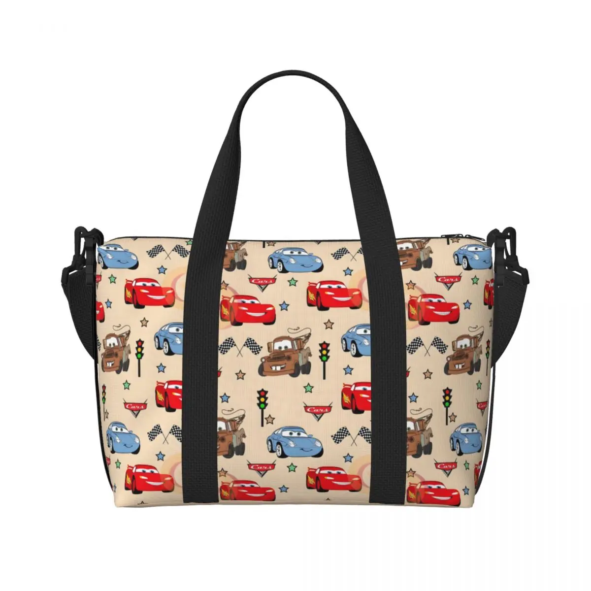 

Изготовленная на заказ сумка-тоут Lightning McQueen для женщин, большая вместительная автомобильная сумка-тоут, пляжные дорожные сумки для спортзала