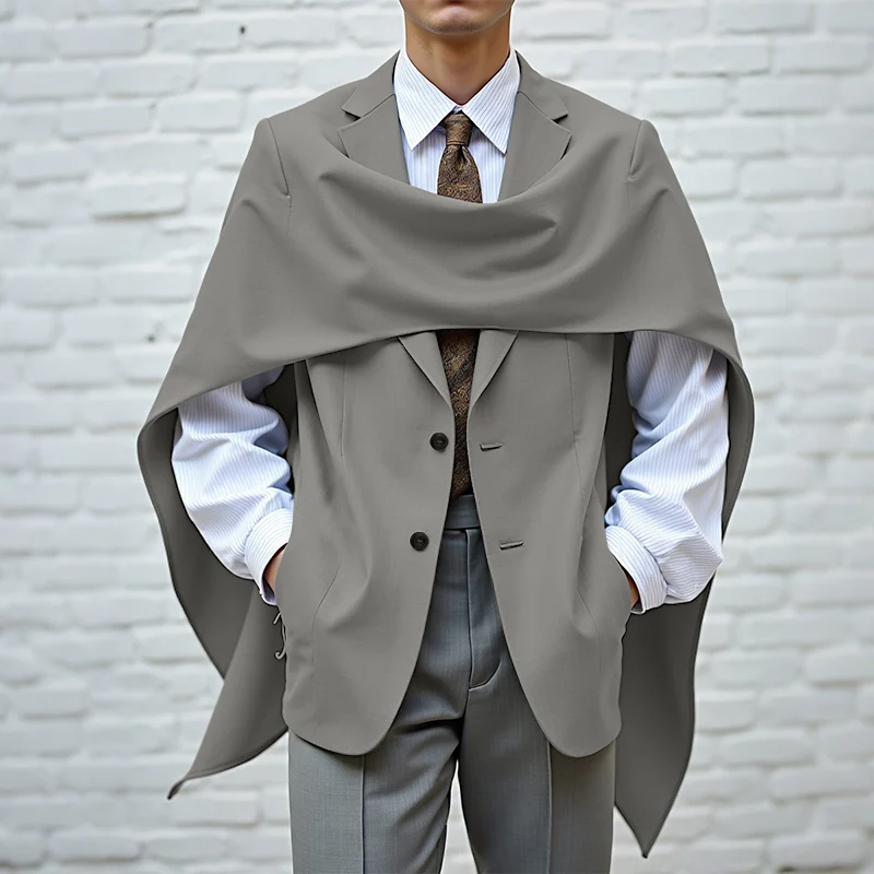 INCERUN Mannen Onregelmatige Blazer Effen Kleur Revers Lange Mouw Knop Mannelijke Pak Streetwear Losse 2025, Mode Persoonlijkheid Blazer Mannen