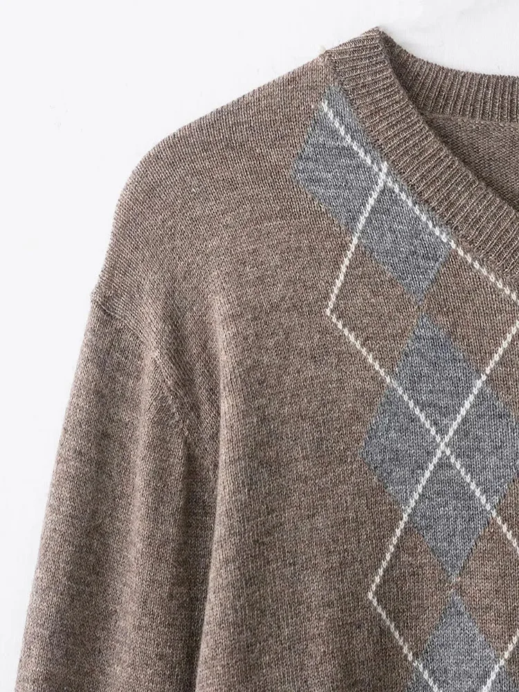 Donna 2025 Autunno Inverno Nuovo maglione lavorato a maglia Donna Autunno scollo a V manica lunga maglione di cotone Top Casual pullover carino Y2k Top