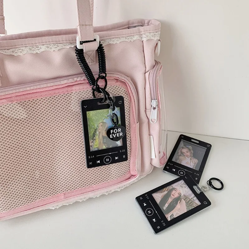 

Черный мини-держатель для карт, брелок, эластичный кулон, держатель для карт, студенческая табличка с именем, декоративный держатель для карт для хранения