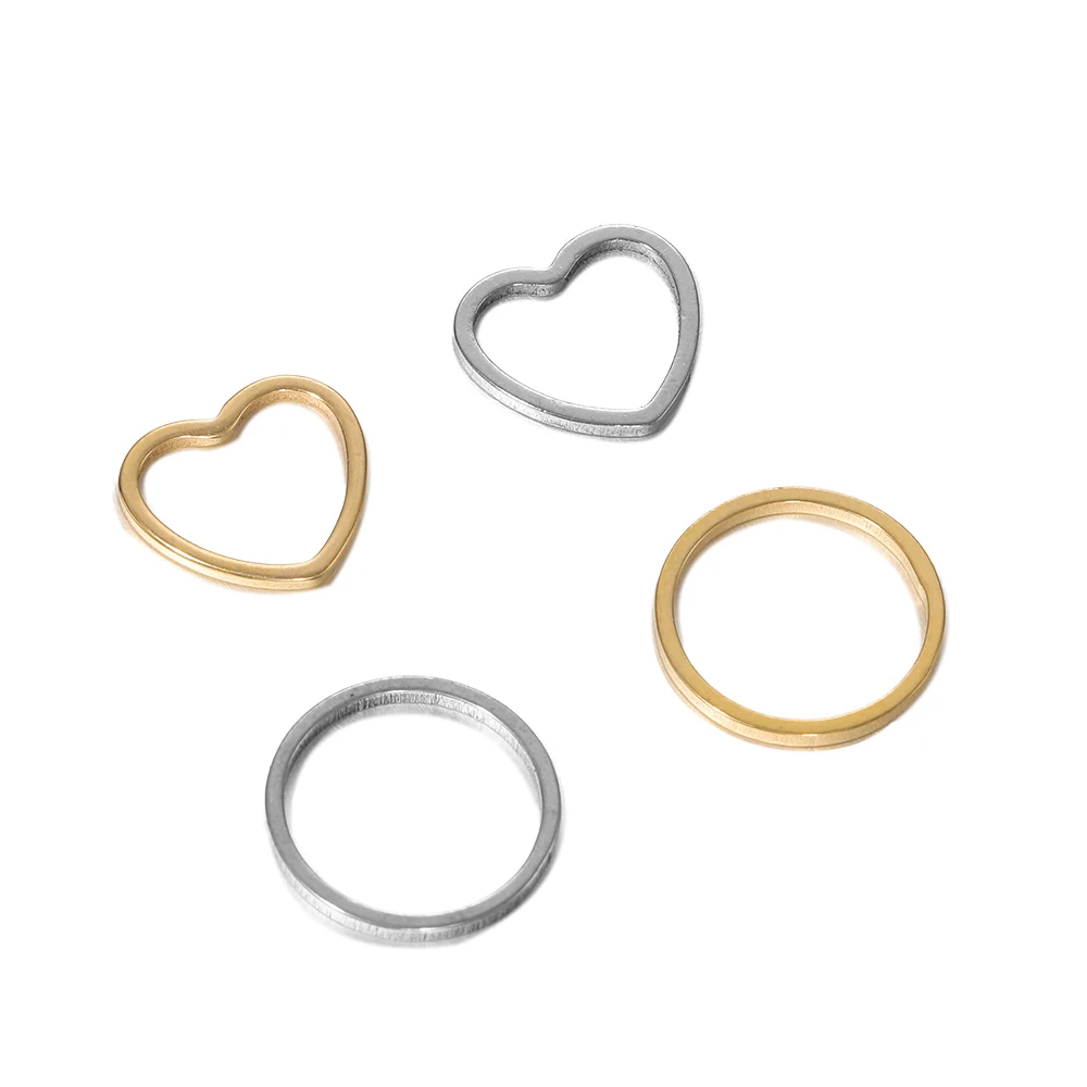 20Pcs Stainless Steel 12mm Hollow Heart Round Charms Necklace Pendants Jewelry Making Women Supplies DIY Earrings Connectors
