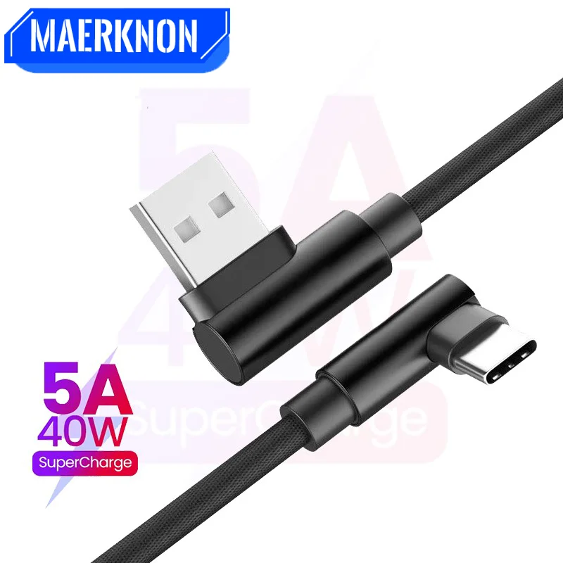 

90 Degree Elbow USB C Charging Cable Fast Charge Data Cord For Xiaomi Samsung Huawei Vivo OPPO Redmi Realme Charge Data Cables