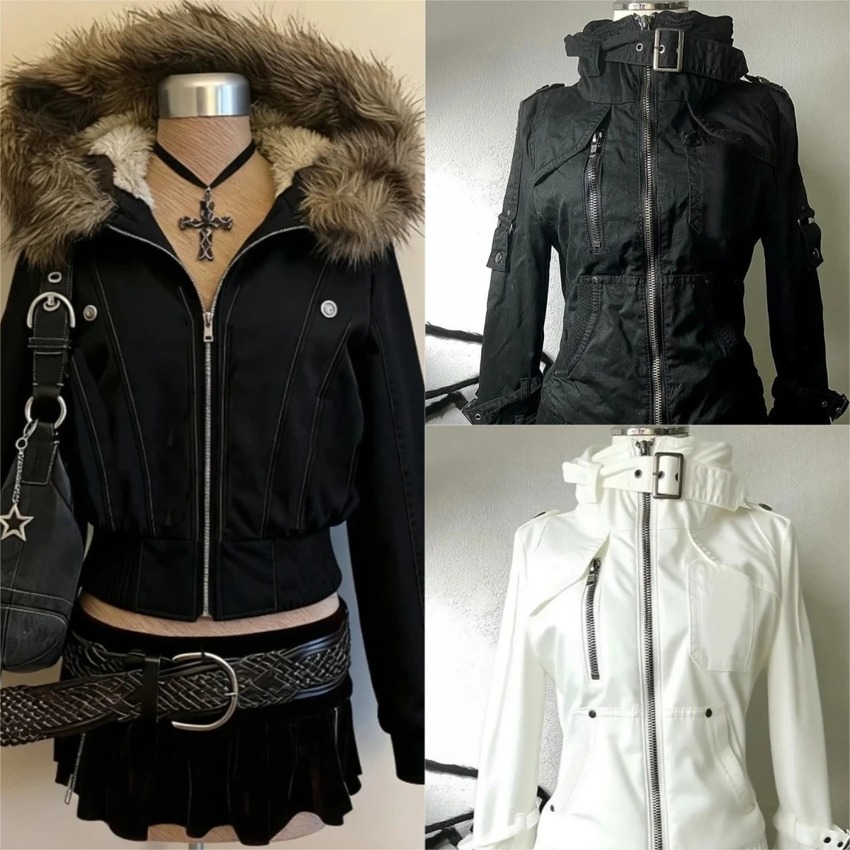 American Vintage Slim Short Coats Outwear Jacket Chic Autumn 2000s Gothic Punk Black Jackets Women Casual Y2k Clothing Elegant